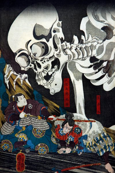 Prinzessin Takiyasha ruft ein monströses Skelett-Spektakel im alten Palast in Sōma herbei, ca. 1845-46 von Utagawa Kuniyoshi
