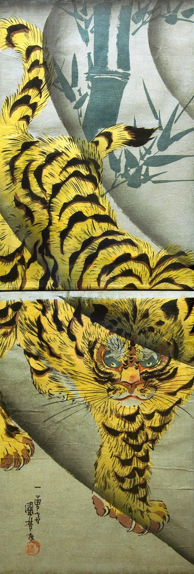 Tiger und Bambus, ca. 1842 von Utagawa Kuniyoshi