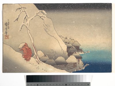 Reisen in einem Schneesturm von Utagawa Kuniyoshi