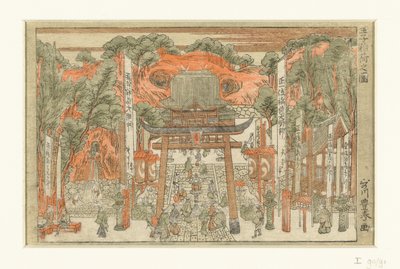 Ansicht des Inari-Schreins in Oji von Utagawa Toyoharu