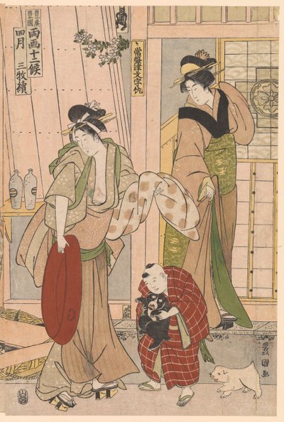 Fischhändler im vierten Monat, aus der Serie Zwölf Monate Saisonale Zeichen von Utagawa Toyokuni I