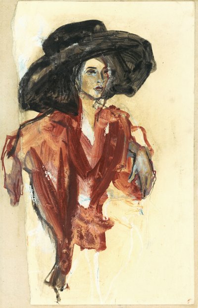 Elegante Frau mit schwarzem Hut von Ute Rathmann