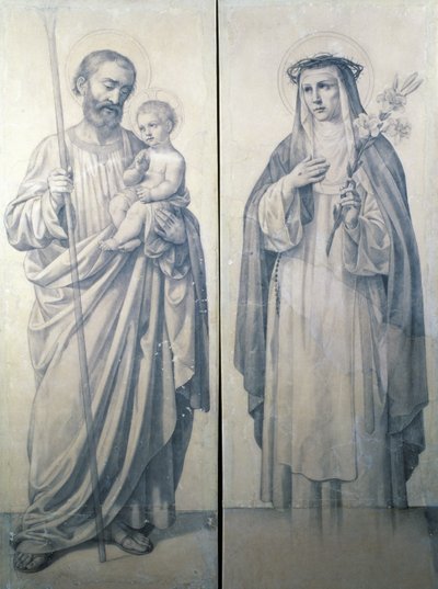 Vorbereitende Zeichnung von St. Katharina von Siena und St. Christophorus von V. de Matteis
