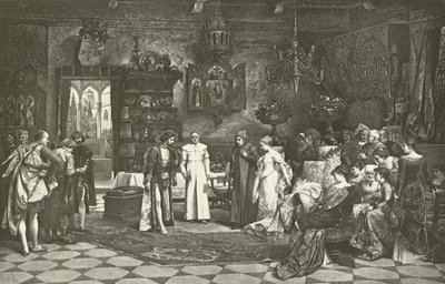 Petrarca und Laura werden vom Kaiser in Avignon vorgestellt (Gravur) von Vaclav Brozik