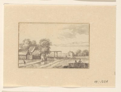 Landschaft mit Häusern und einer Zugbrücke von Valentijn (possibly)