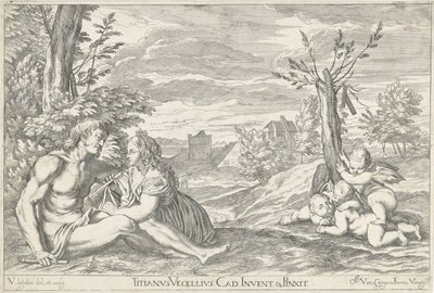 Liebespaar in einer Landschaft von Valentin Lefebvre