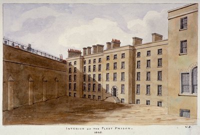 Innenhof des Fleet-Gefängnisses, London, 1805 von Valentine Davis