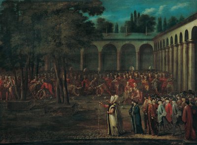 Die Botschafterdelegation durchquert den zweiten Hof des Topkapi-Palastes, 1720er Jahre von Vanmour