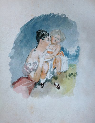 Porträt der Gräfin Stefania zu Sayn-Wittgenstein, geb. Radziwill 1809-1832 mit Tochter Maria von Vasili Semenovich Sadovnikov