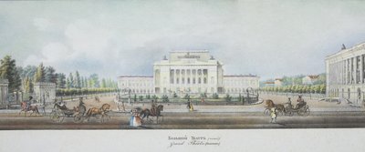 Das Sankt Petersburger Kaiserliche Bolschoi Kamenny Theater aus dem Panorama des Newski-Prospekts von Vasili Semenovich Sadovnikov