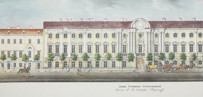 Der Stroganov-Palast aus dem Panorama des Newski-Prospekts von Vasili Semenovich Sadovnikov