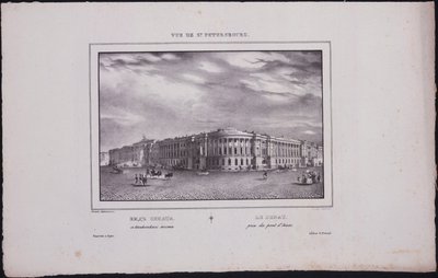 Ansichten von Sankt Petersburg. Ansicht des Senatsgebäudes von der Sankt Isaacs Brücke, 1833 von Vasili Semenovich Sadovnikov