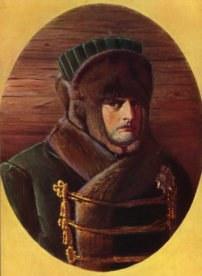 Napoleon Bonaparte in schwerer Winterkleidung auf einem Feldzug von Vasili Vasilievich Vereshchagin