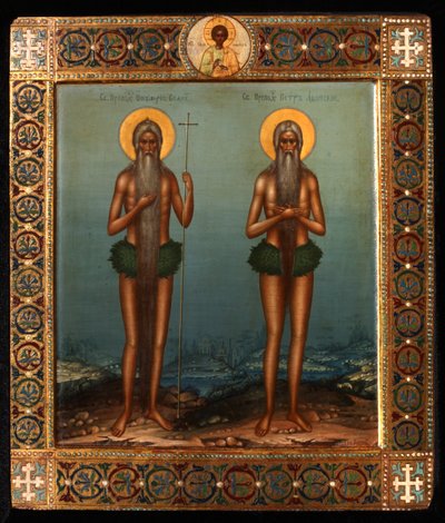 Der ehrwürdige Onuphrius und der heilige Petrus vom Berg Athos, 1902 von Vasily Pavlovich Guryanov