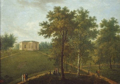 Tempel der Wahrheit. Blick in den Park des Kurakin-Anwesens Nadezhdino, Ende der 1790er Jahre von Vasily Petrovich Prichetnikov