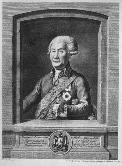 Porträt von Graf Nikolay Alexeyevich Tatishchev 1739-1823, 1795 von Vasily Petrovich Pyadyshev