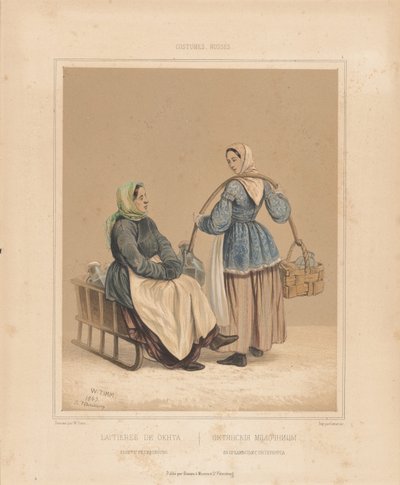 Milchmädchen in Okhta, Mitte des 19. Jahrhunderts von Georg Wilhelm Timm