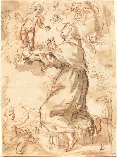 Das Christkind erscheint dem Heiligen Franziskus von Venetian 17th Century