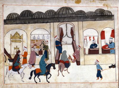 Ein Marsch aus Konstantinopel. Miniatur aus „Türkische Denkmäler“ (Codex Cicogna 1971 „Memorie Turchesche“) Aquarell aus der venezianischen Schule des 17. Jahrhunderts. von Venetian School