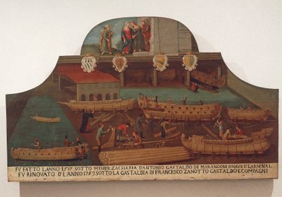 Schild der Zunft der Schiffszimmerei im Arsenale von Venedig von Venetian School
