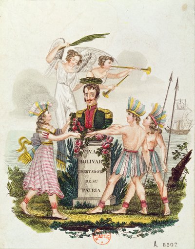 Beliebte Bilddarstellung, die Bolivar verherrlicht, ca. 1840 von Venezuelan School