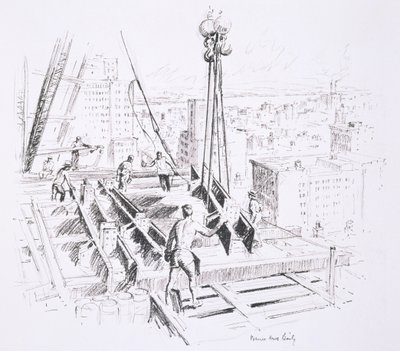 Bewegliche Balken im 25. Stock des Empire State Building, veröffentlicht von William Edwin Rudge von Vernon Howe Bailey