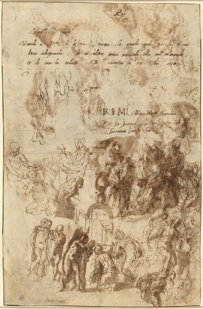Studien zur Auferweckung des Lazarus und andere Kompositionen [verso] von Veronese
