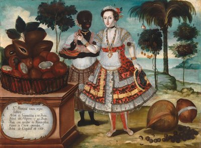 Edle Frau mit ihrem schwarzen Sklaven, ca. 1783 von Vicente Alban