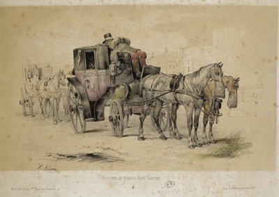 Fiaker genannte Wagen - Lithographie von Adam, ca. 1840 von Victor Adam