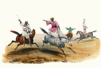 La voltige, par des Bedouins. In Album Grotesque, Auswahl bemerkenswerter Typen, Illustrationen von Victor Adam, Paris, um 1850 von Victor Adam