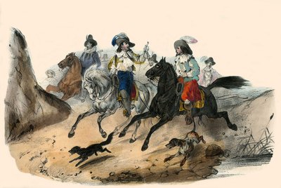 Le defi, entre 2 gentilhommes. in Album Grotesque, Choix de Types Remarkable, Illustrationen von Victor Adam, Paris, um 1850 von Victor Adam