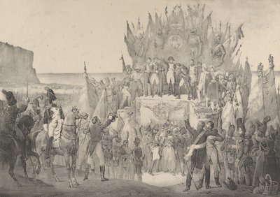 Militärfest in Boulogne mit Napoleon, der Sterne der Ehrenlegion verteilt, 19. Jahrhundert von Victor Adam