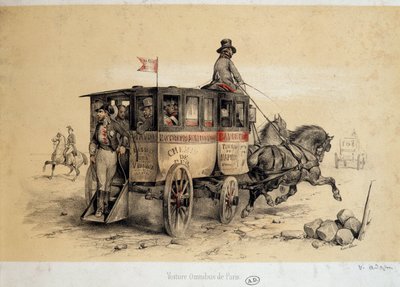 Pariser Omnibuswagen - Lithografie von Adam, ca. 1840 von Victor Adam
