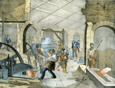Schmieden - Lithographie von Janson, 19. Jahrhundert von Victor Janson