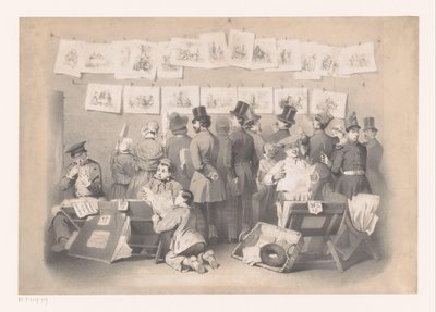 Titelblatt mit Innenansicht eines Druckladens von Victor Jean François Dollet