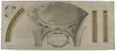 Skizze für die Galerie Lobau, Hôtel de Ville, Paris: Ornamentales Projekt für eine Kuppel von Victor Jean Pierre Maziès