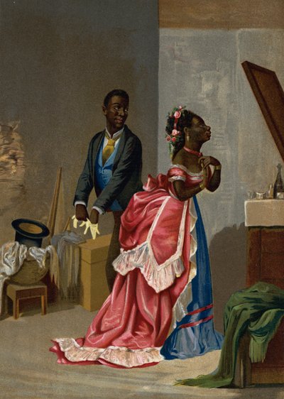 Schwarze Kubaner kleiden sich für den Tanz (Chromolitho) von Victor Patricio Landaluce