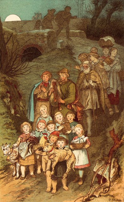 Hirten auf dem Weg nach Bethlehem von Victor Paul Mohn