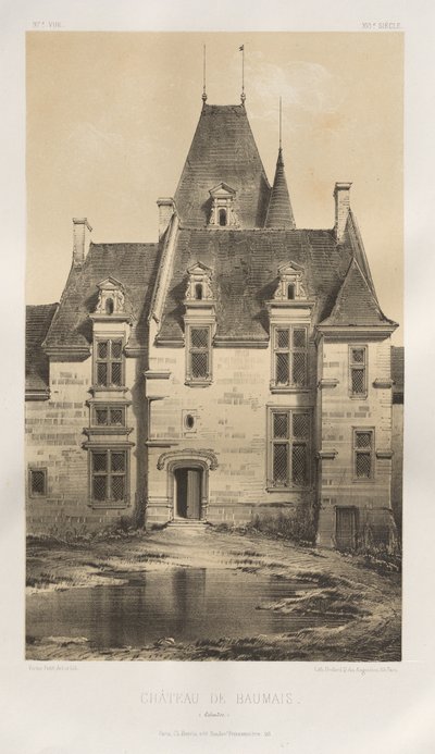 Architektur Pittoresque oder Denkmäler des XV. und XVI. Jahrhunderts: Schlösser Frankreichs des XV. und XVI. Jahrhunderts: Pl. 97, Schloss von Baumais (Calvados) von Victor Petit