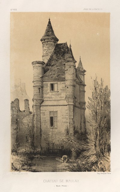 Architektur Pittoresque oder Denkmäler des 15. und 16. Jahrhunderts: Schlösser Frankreichs des 15. und 16. Jahrhunderts: Pl. 11, Schloss von Maulny (Haute-Marne) von Victor Petit