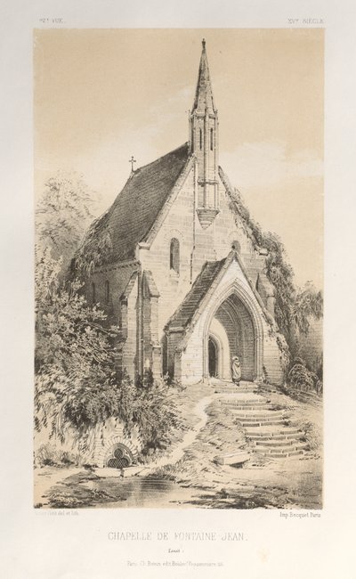 Architektur Pittoresque oder Denkmäler des 15. und 16. Jahrhunderts: Schlösser Frankreichs des 15. und 16. Jahrhunderts: Pl. 22, Kapelle von Fontaine-Jean (Loiret) von Victor Petit
