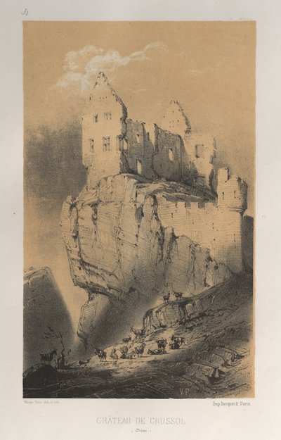 Architektur Pittoresque oder Denkmäler des 15. und 16. Jahrhunderts: Schlösser Frankreichs des 15. und 16. Jahrhunderts: Pl. 30, Schloss von Crussol (Drôme) von Victor Petit