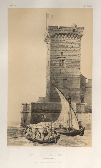 Architektur Pittoresque oder Denkmäler des 15. und 16. Jahrhunderts: Schlösser Frankreichs des 15. und 16. Jahrhunderts: Pl. 34, Turm des Hafens von Marseille (Bouches-du-Rhône) von Victor Petit