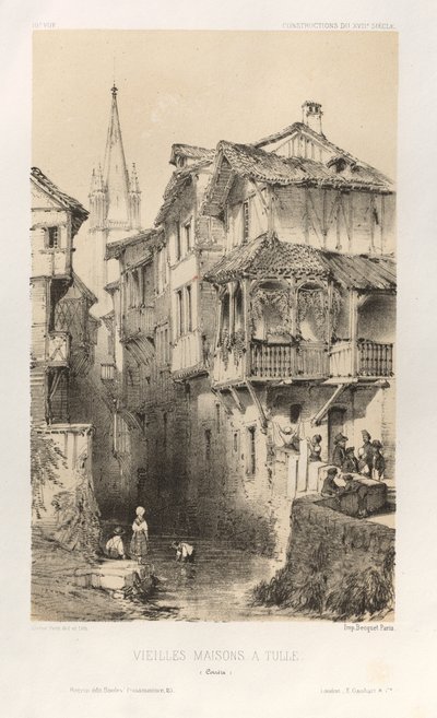 Pl. 10, Alte Häuser in Tulle Correze, 1860 von Victor Petit