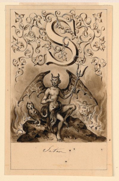 Entwurf für den Buchstaben S eines Primers: Satan von Victor Vincent Adam