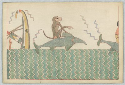 Der Affe und der Delfin, Illustration zu Äsops Fabeln von Victor Wilbour