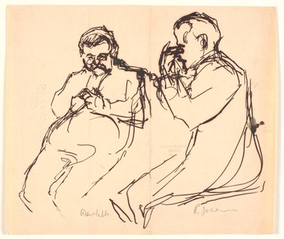 Figurenskizze. Zwei sitzende Männer: Aarsleff und P. Johansen von Viggo Johansen