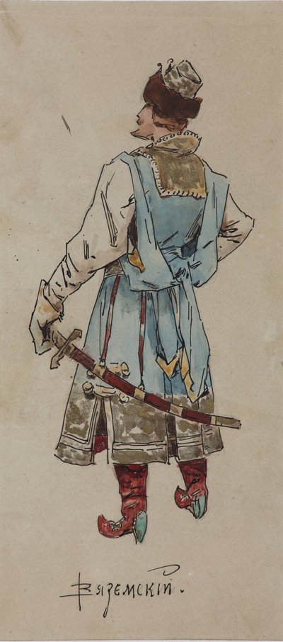 Kostümentwurf für die Oper Der Kaufmann Kalaschnikow von A. Rubinstein, 1901 von Viktor Andreyevich Simov