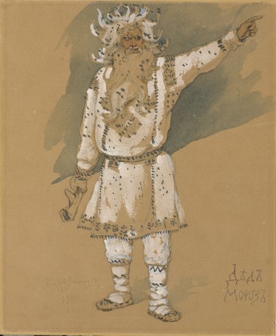 Großvater Frost. Kostümentwurf für die Oper Schneeflöckchen von N. Rimski-Korsakow, 1885 von Viktor Mikhaylovich Vasnetsov