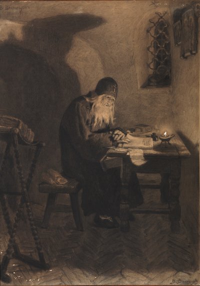 Pimen. Illustration zum Drama Boris Godunow von A. Puschkin von Viktor Mikhaylovich Vasnetsov
